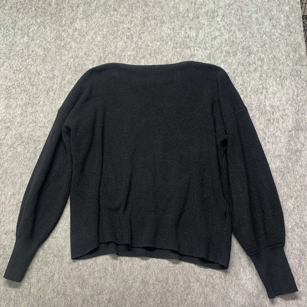 Ann Taylor PETITE Women's Black Ribbed Sweater Top Shirt Capsule Classy- Size LP - Picture 2 of 9